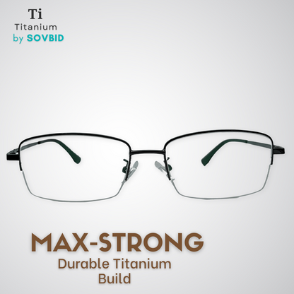 Titanium | Rectangle Half-Rim | Black | Medium | Unisex | 3007 Black