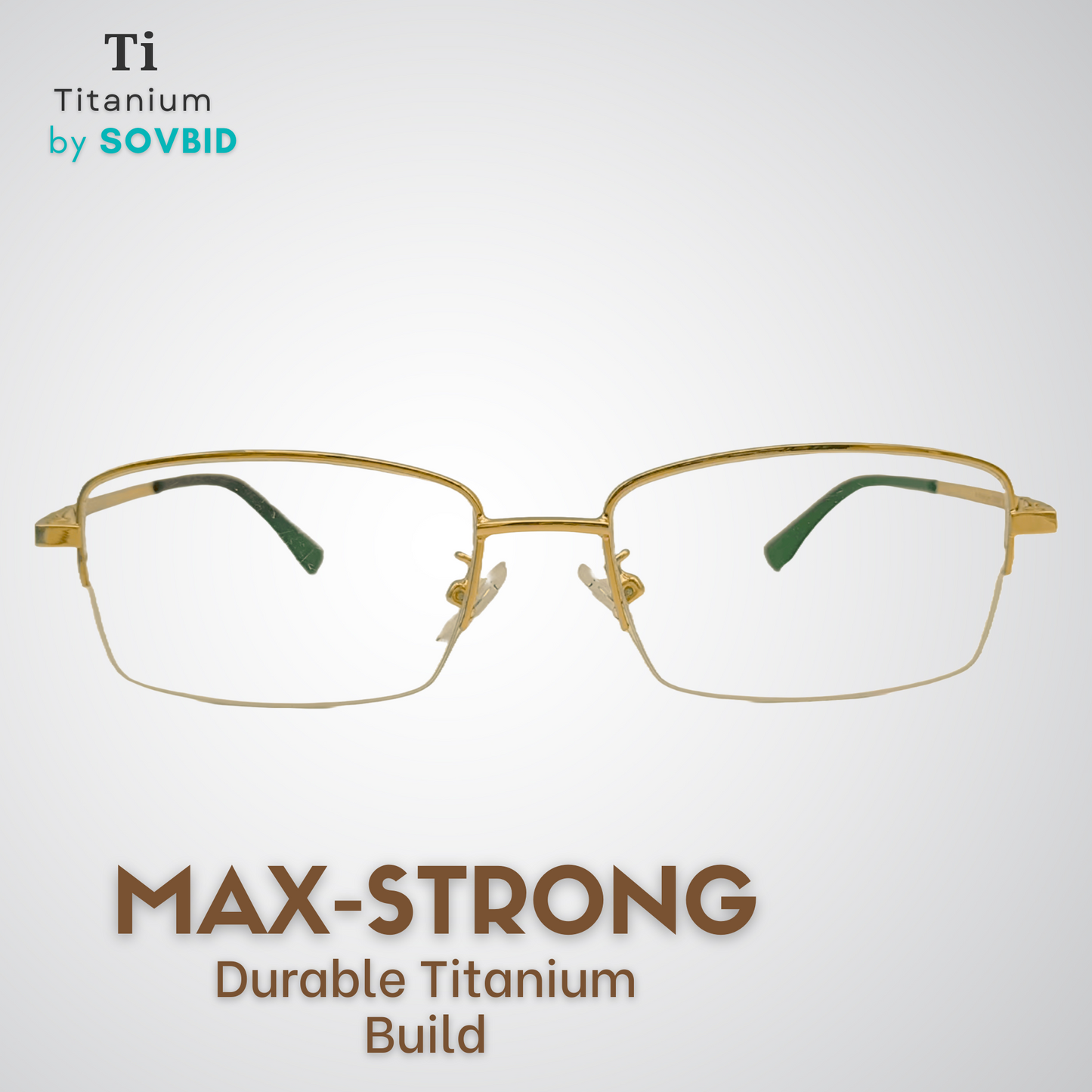 Titanium | Rectangle Half-Rim | Gold | Medium | Unisex | 3007 Gold