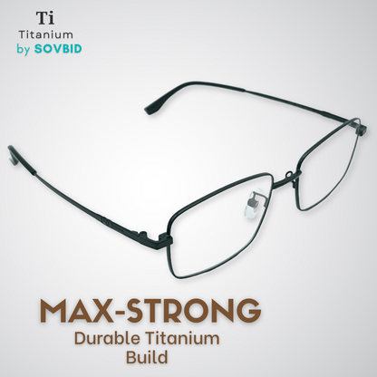 Titanium | Rectangle Full-Rim | Black | Medium | Unisex | 3010 Black