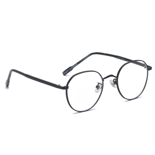 Blue-Cut Computer Glasses Round Metal Eyewear (3447 Black)