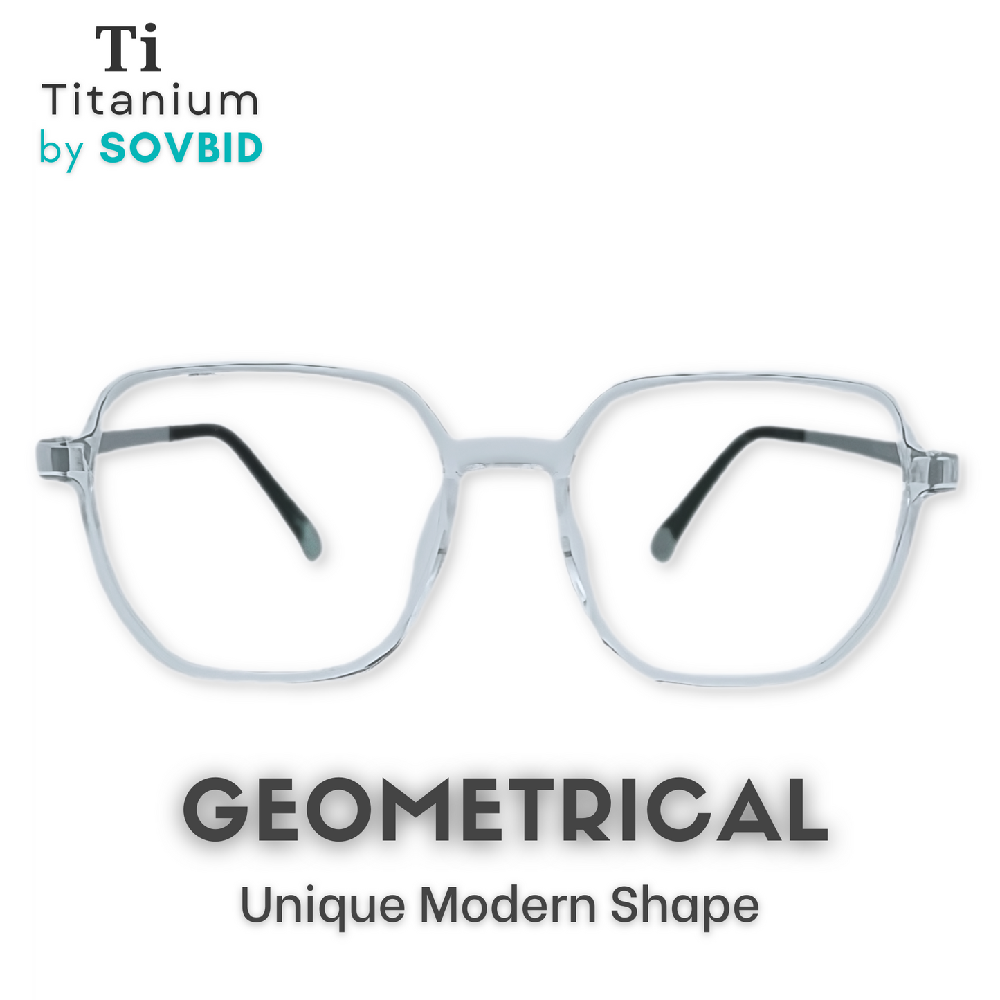 TR + Titanium | Geometric Hex Round | Transparent-Black | Small-Medium | Unisex | 6881