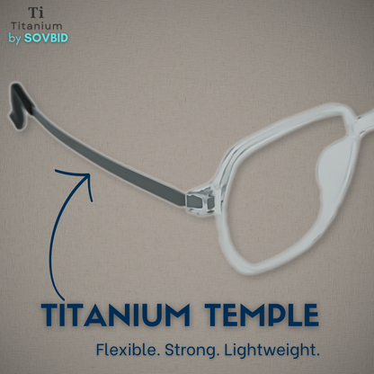 TR + Titanium | Geometric Hex Round | Transparent-Black | Small-Medium | Unisex | 6881