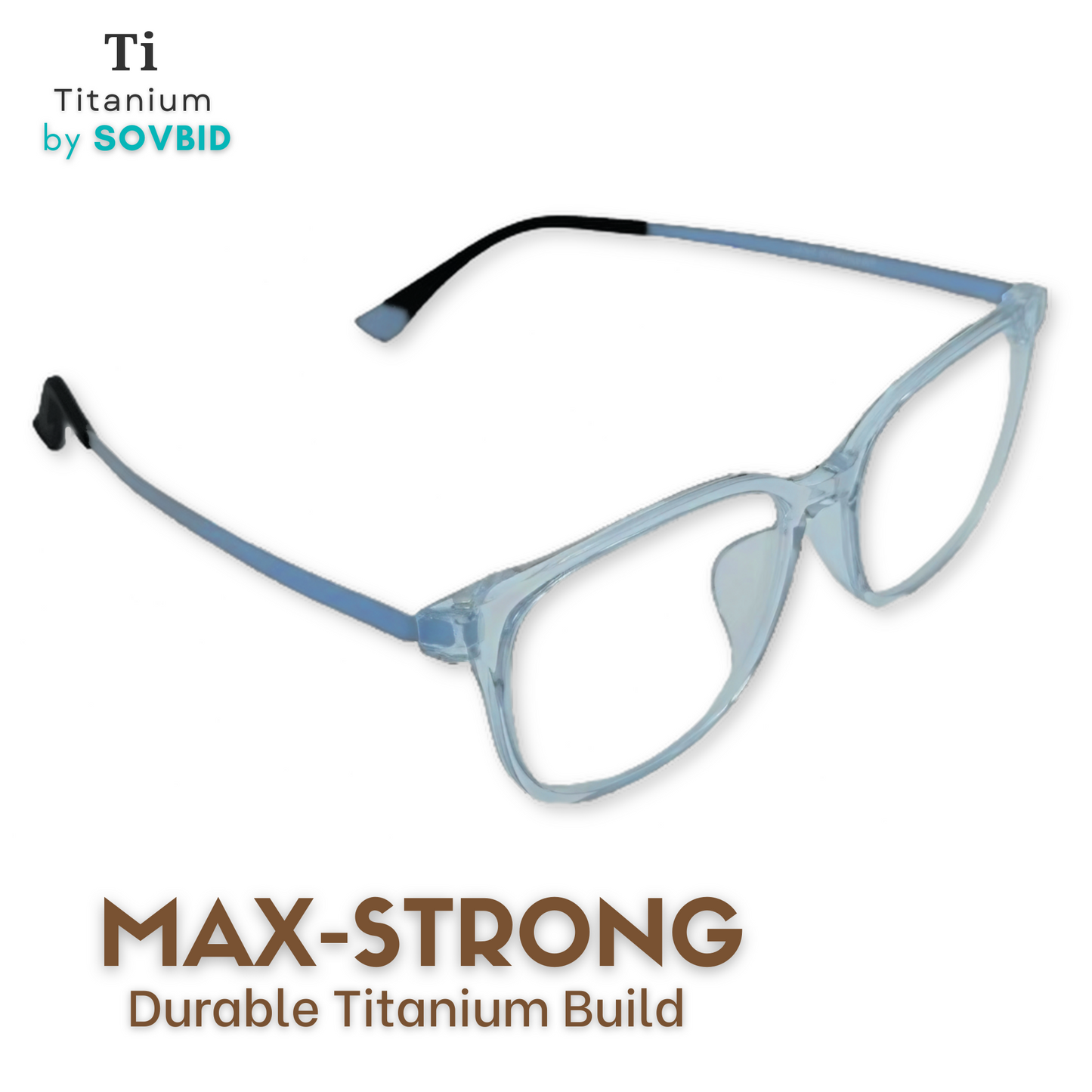 TR + Titanium | Square | Transparent-Blue | Small-Medium | Unisex | 6882
