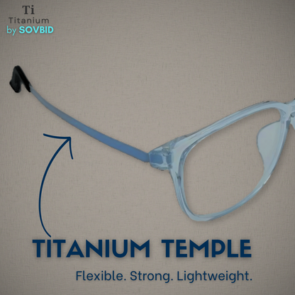 TR + Titanium | Square | Transparent-Blue | Small-Medium | Unisex | 6882