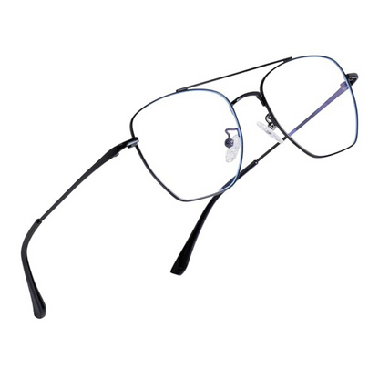 Blue-Cut Computer Glasses | Aviator | Oversized | Metal | Black | 73005