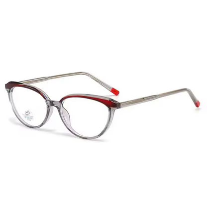 Blue-Cut Computer Glasses | Cat-Eye | Designer | Women's | Grey Red | 793