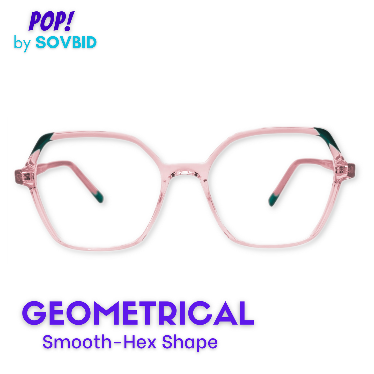 Blue-Cut Computer Glasses | Geometric | Acetate | Transparent-Pink | 8336