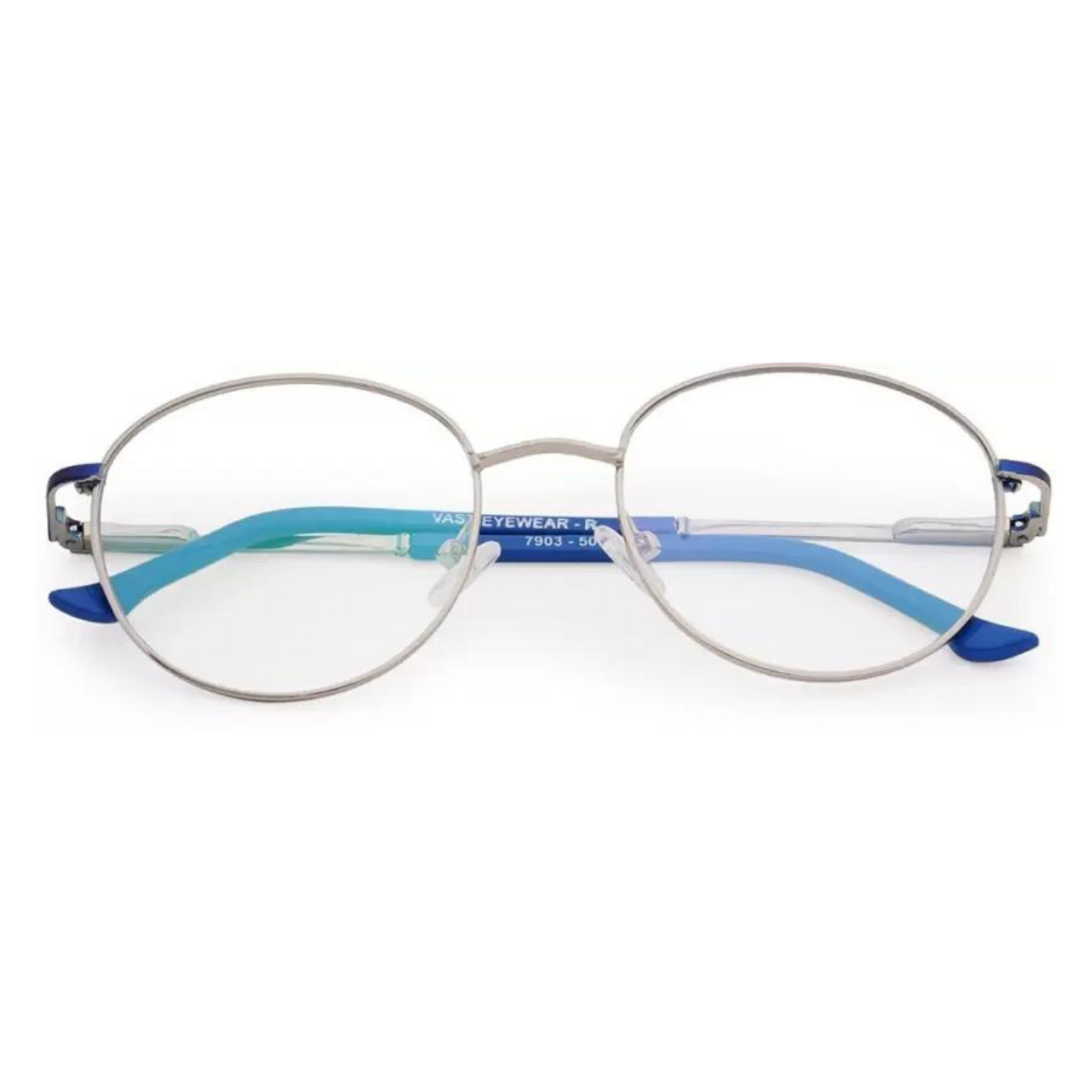 Round Metal | Computer Glasses | Small Eyewear | Gender-Neutral  (7903 Blue)