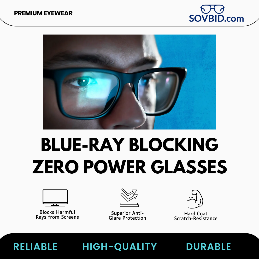 Blue-Cut Computer Glasses | Aviator | Round | Half-Rim | Black | 72837