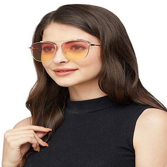 Aviator Women's Fashion Sunglasses (1213 Gold Pink Yellow)
