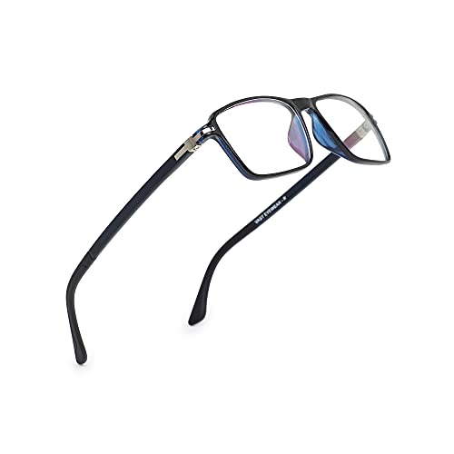VAST® Unisex Rectangle Blue Cut Anti Glare UV Protection Spectacle Frame for Mobile, Laptop, Tablet, Computer (7912 Black Blue) - Anti-Glare - Sovbid