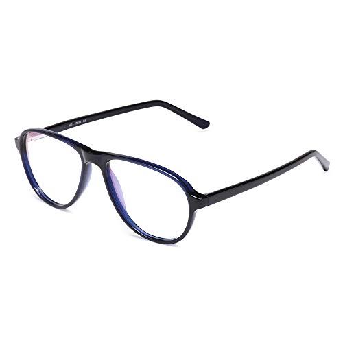 VAST® Unisex Aviator Computer Glasses Acetate Anti-Glare Spring Action Strong And Durable Spectacle Frames (17036 Blue) - Anti-Glare - Sovbid
