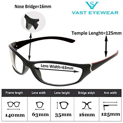 VAST® Unisex Wrap Around All Day & Night Vision Driving, Biking, Cricket, Cycling Sports Sunglasses (Premium C3 Black Red Clear) - clear - Sovbid