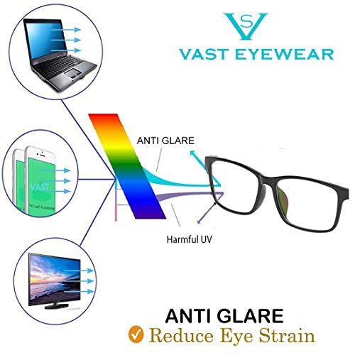VAST® Women's Computer Glasses Anti-Glare Blue-Cut Acetate Eye Protection Spectacle Frames for Laptop, TV, Mobile, Computer (7718 Pink Clear) - Anti-Glare - Sovbid
