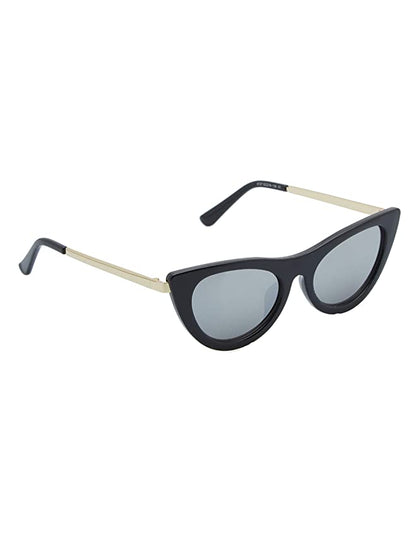Cat Eye Women's Mirrored Fashion Sunglasses (5727 Black Gold Silver)
