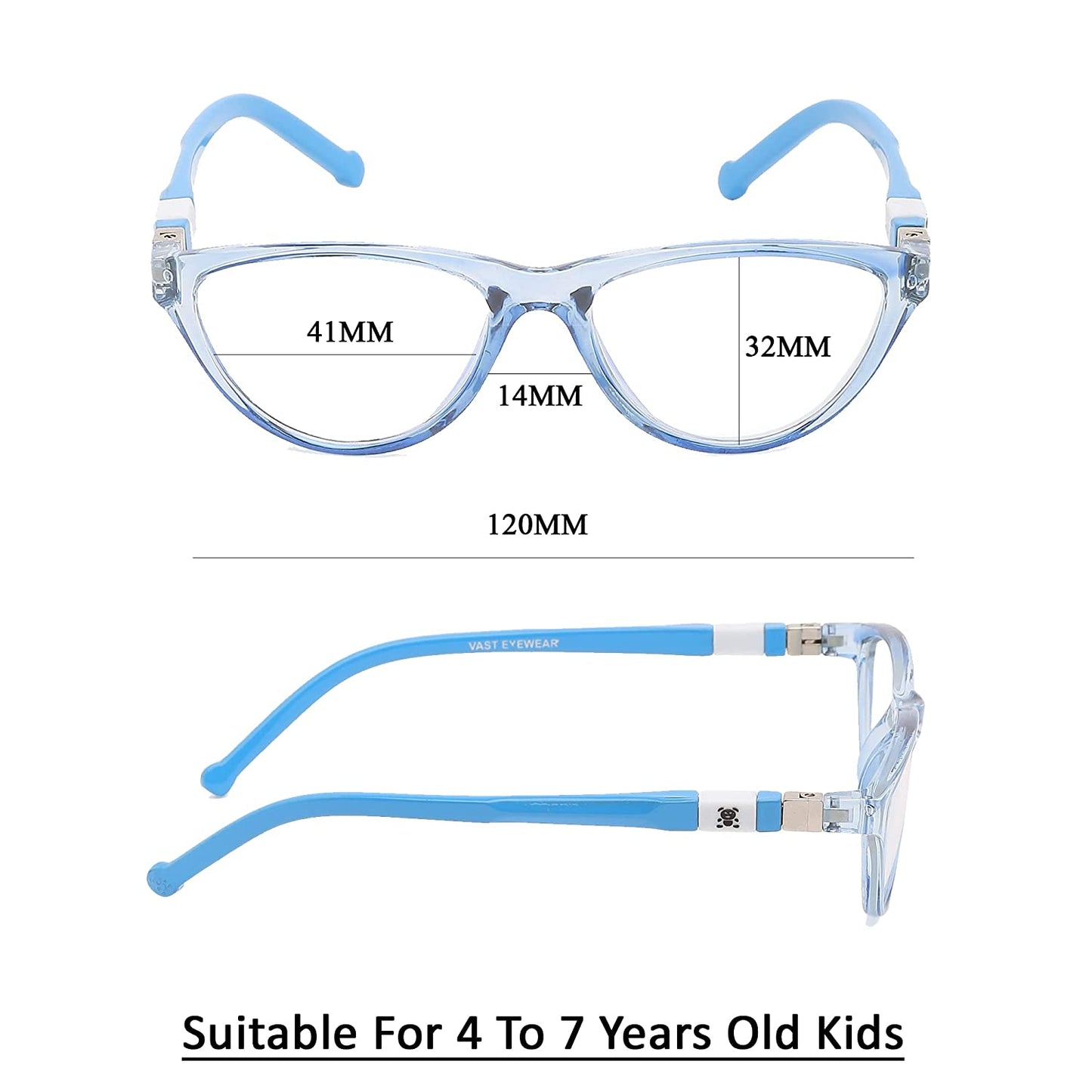 Combo Of Kids Round Cateye Anti Glare Blue Ray Blocking Computer Glasses (Purple, Blue)