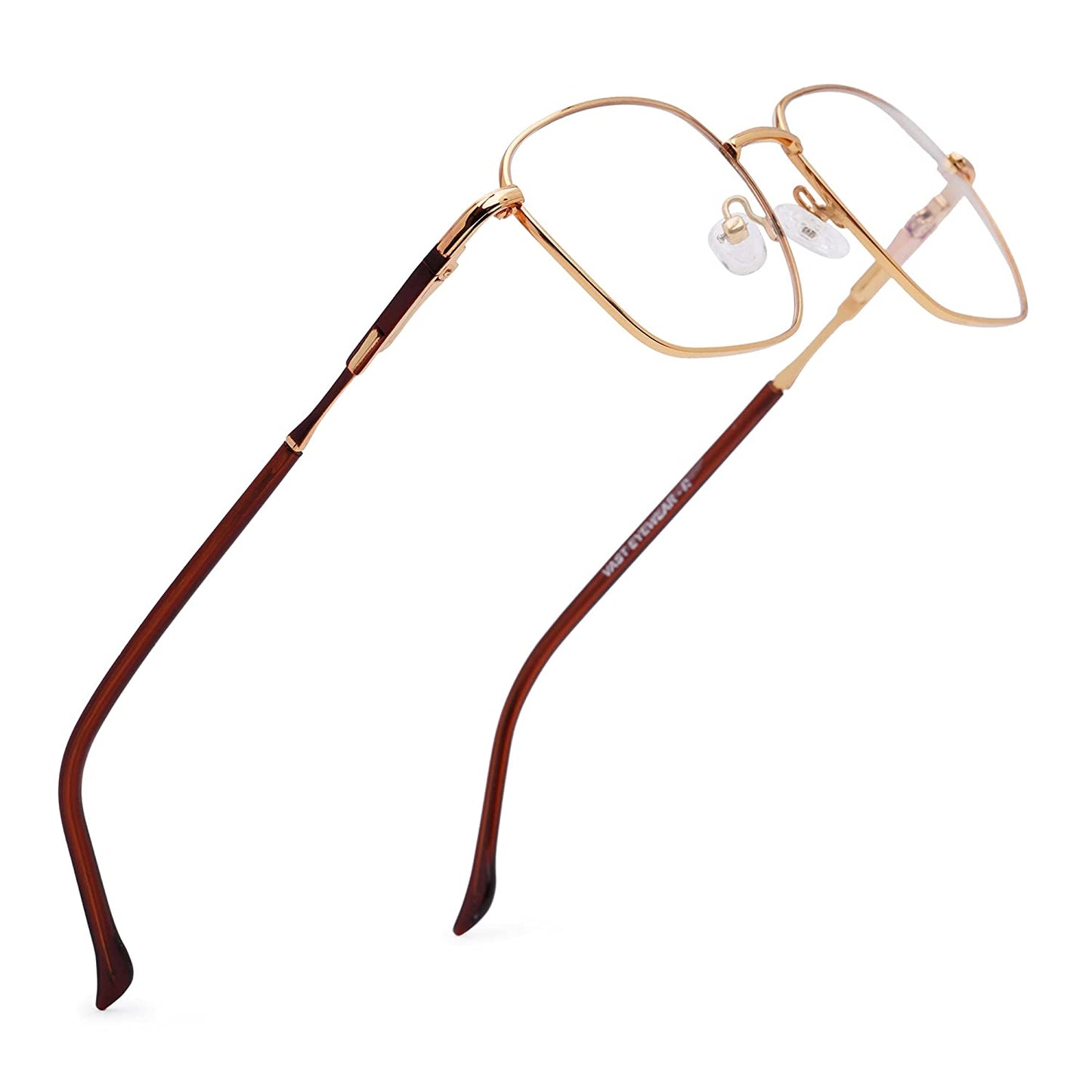 Photochromic Day & Night Computer & Gaming Glasses + Sunglasses Genderless Geometric Metal Eyewear (7901 Gold Brown)