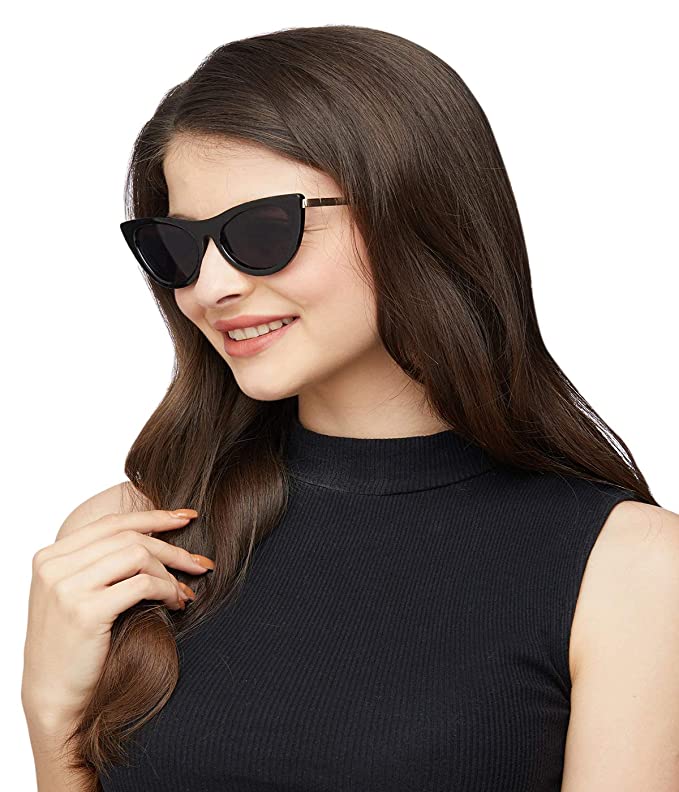 Cat Eye Women's Mirrored Fashion Sunglasses (5727 Black Gold Black)