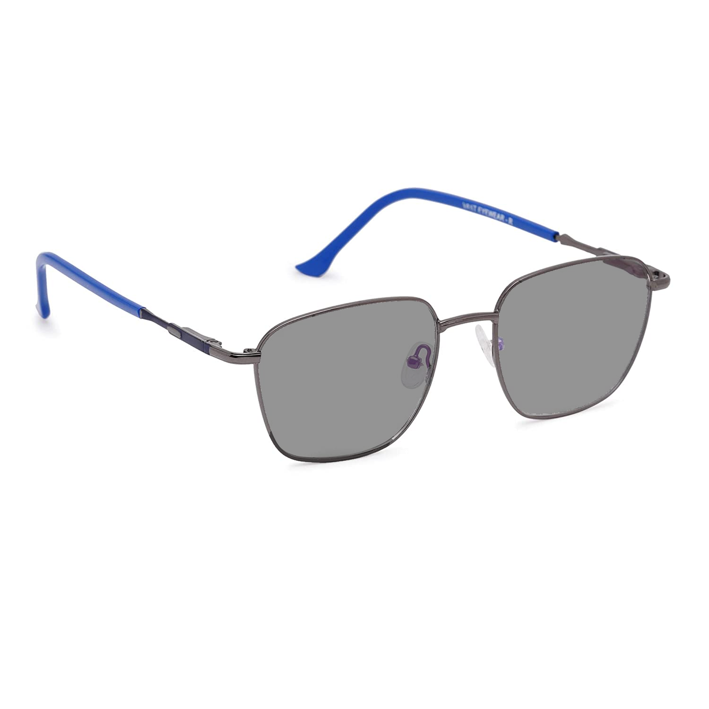 Photochromic Day & Night Computer & Gaming Glasses + Sunglasses Genderless Geometric Metal Eyewear (7902 Blue)