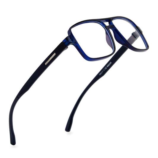 Blue Ray Blocking Double-Bar Rectangle TR90 Computer Glasses (7924 Blue Blue)