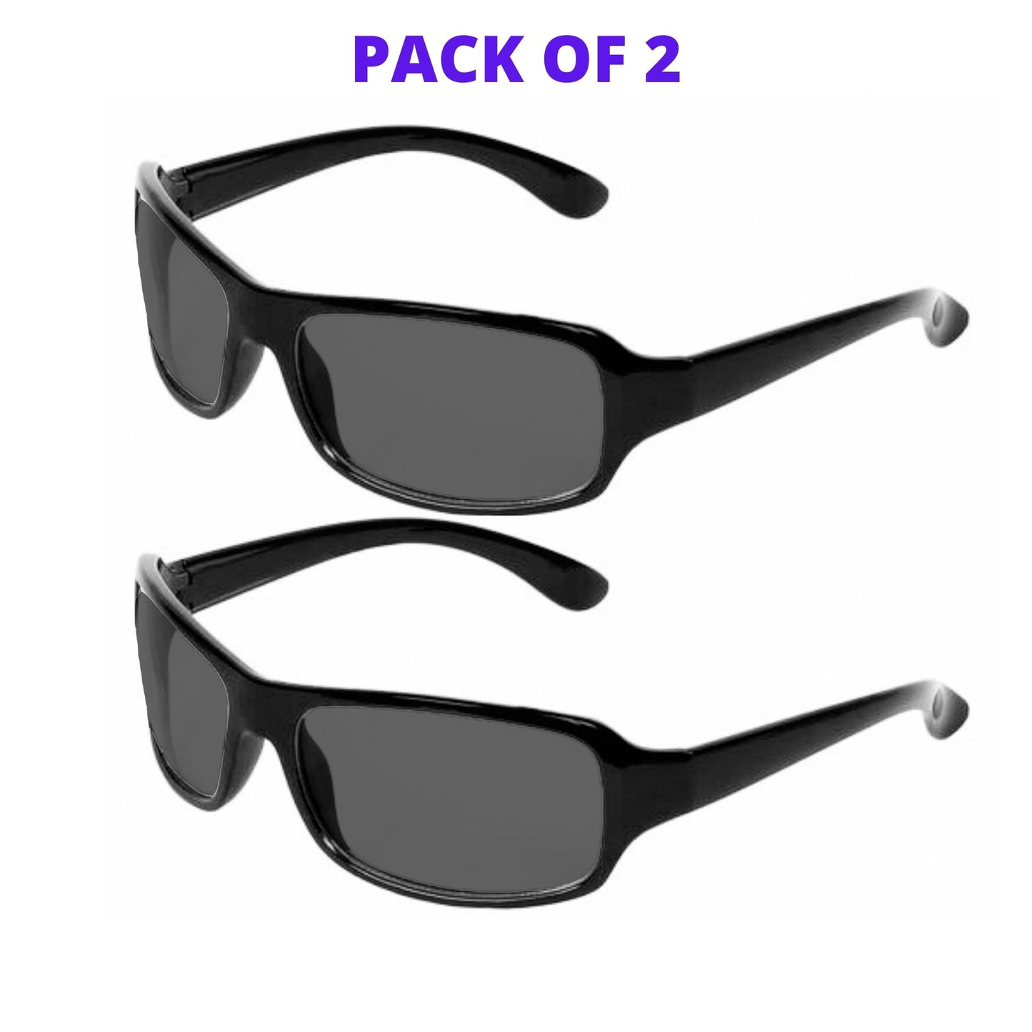 Black Sunglasses Wraparound Combo for Sports, Biking, Cricket (FT Black Pack of 2)