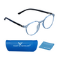 Blue-Cut Computer Glasses Round-Hexagon Geometric DualTone TR90 Digital Eyewear (HEXA79 Transparent Blue)