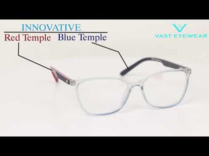 Anti-Glare Cat Eye Women's Computer Glasses (7917 Grey Inside Red Blue)